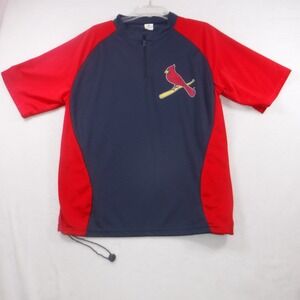 St Louis Cardinals MLB Quarter Zip Short Sleeve Windbreaker Navy Red XL